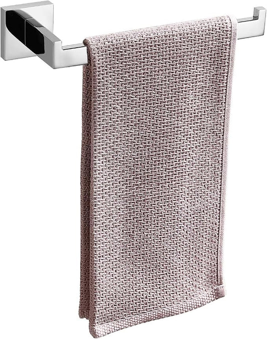 TASTOS Premium Stainless Steel Hand Towel Holder, Square Hand Towel Ring Heavy Duty Wall Mounted Modern Hand Towel Bar for Bathroom Kitchen, Polished Chrome