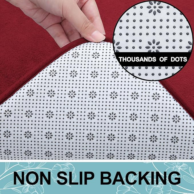 Smiry Memory Foam Bath Mat 30x20, Extra Soft and Absorbent Bathroom Rugs | Red, Quick Dry Machine Washable Non-Slip Bath Mat for Bathroom Floor, Shower and Tub