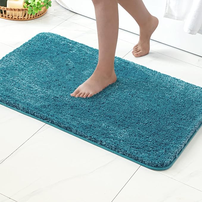 MIULEE Teal Soft Bathroom Rugs Set 2 Piece Soft Bath Mats 24x36 Inch | Soft Absorbent Microfiber Bath Rugs, Non Slip, Quick Dry, Fluffy Bath Rugs for Bathroom Floor Tub Showers, Machine Washable