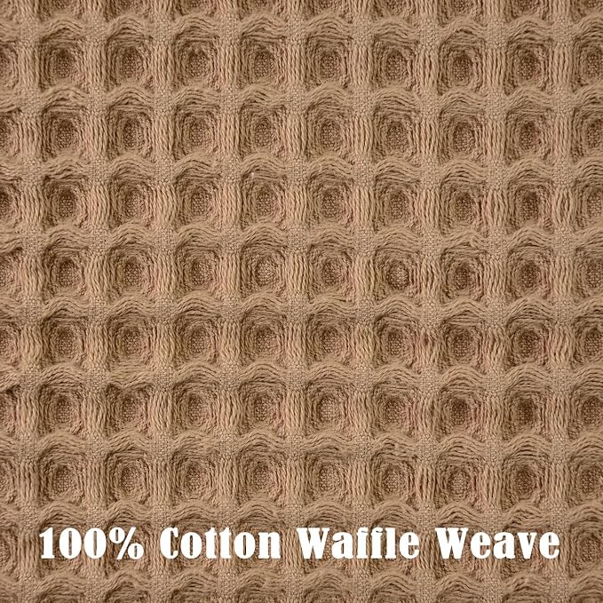 Waffle Bathroom Hand Towels 2-Piece (Tan) – Cotton, Soft, Lightweight | Lint Free, 13” x 29”