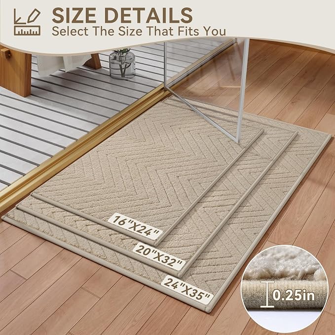 Bathroom Rugs Thin Non Slip Bath Mat for Bathroom Browm 20"x32" | Quick Dry Absorbent Washable Rubber Backing Bath Rug Shower Mat Bathroom Floor Mat For Sink Bathtub Beside Shower Entrance