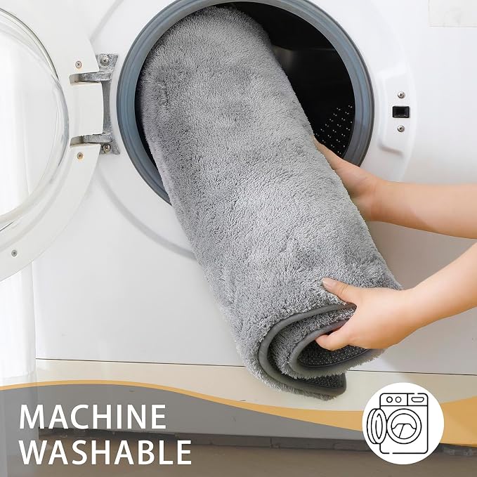 MINIDEAR Bathroom Rugs 47x17 Dark Gray - Thick Memory Foam Bath Mat, Ultra Soft & Plush Fluffy, Non-Slip, Quick Dry, Absorbent Washable Floor Microfiber Mat for Tub, Home Decor Accessories