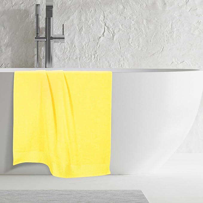 GLAMBURG 100% Cotton Oversized 2 Pack Bath Sheets 35x70, Ultra Soft Highly Absorbant Compact Quickdry & Lightweight Large Bath Sheet Set, Ideal for Gym Travel Camp Pool - Lime Yellow
