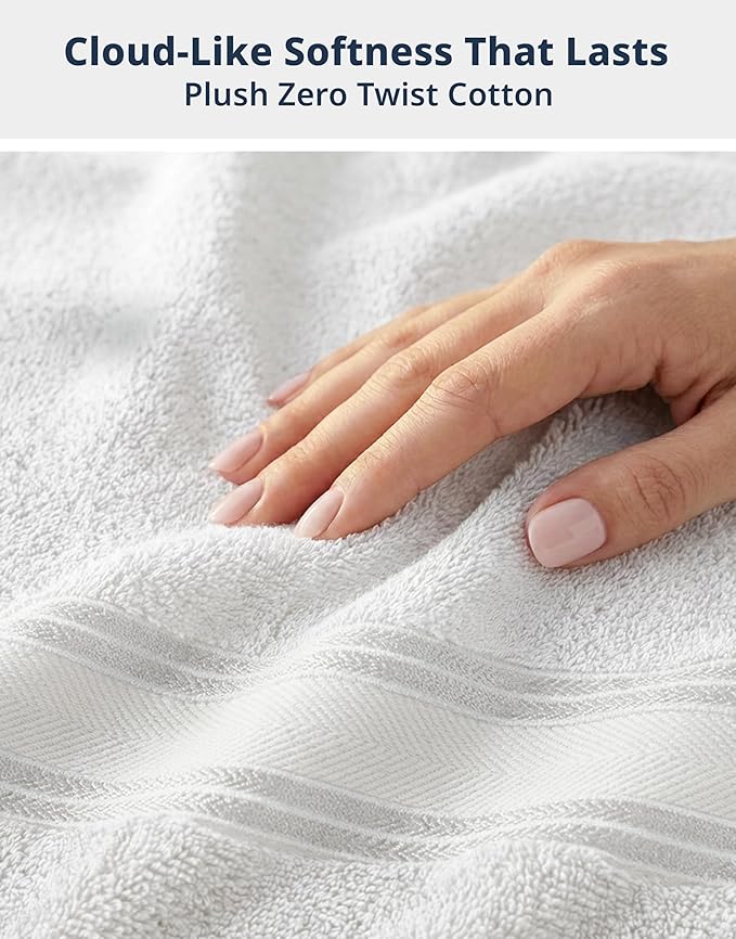 LANE LINEN Bath Towel Set 100% Cotton 6 Piece Soft Absorbent - White | Oeko-Tex Bath Towels - Zero-Twist Cotton, Terry Weave Comfort, Long-Lasting Comfort, Hotel-Style Look, Machine Washable