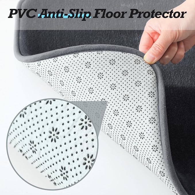 Bathroom Rugs Sets 2 Piece, Non-Slip & Quick Dry Bath Mat Set, Ultra Soft Velvet Bath Rugs for Bathroom, Toilet and Shower Floor, Dark Grey