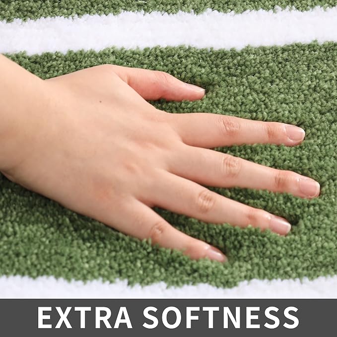 COSY HOMEER Extra Thick Bath Linen Sets Rugs - Anti-Slip Bath Mats Soft Plush 100% Strong Polyester Living Room Bathroom Water Absorbent(Green,20x32 - Inches)