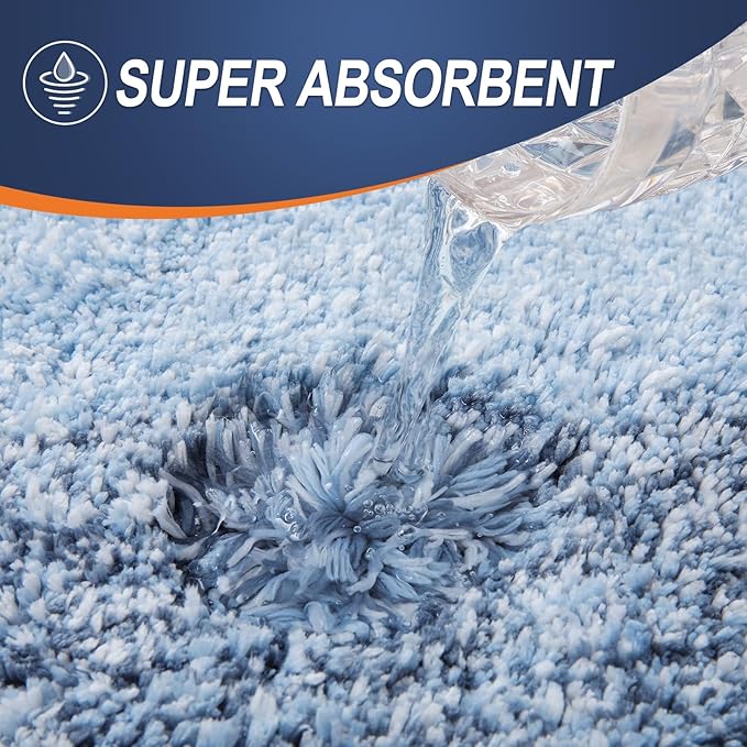 OLANLY Large Bathroom Rugs 40x32, Extra Soft Absorbent Microfiber Bath Rugs | Blue, Non-Slip Quick-Drying Rubber Backing, Machine Washable Plush Bath Mat for Floor, Tub and Shower, Home Decor Accessories