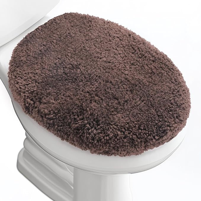 Soft Microfiber Toilet Seat Cover 17.5" x 15" Machine Washable | Solid Toilet Lid Cover Adjustable Rubber Backing Fits Most 16 -17.5" L x 14-16" W Round Oblong and Elongated Toilet Seat