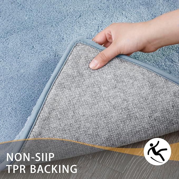 MINIDEAR Bathroom Rugs 24x17 Light Blue - Thick Memory Foam Bath Mat, Ultra Soft & Plush Non-Slip, Quick Dry, Absorbent Washable Floor Microfiber Mat for, Home Decor Accessories