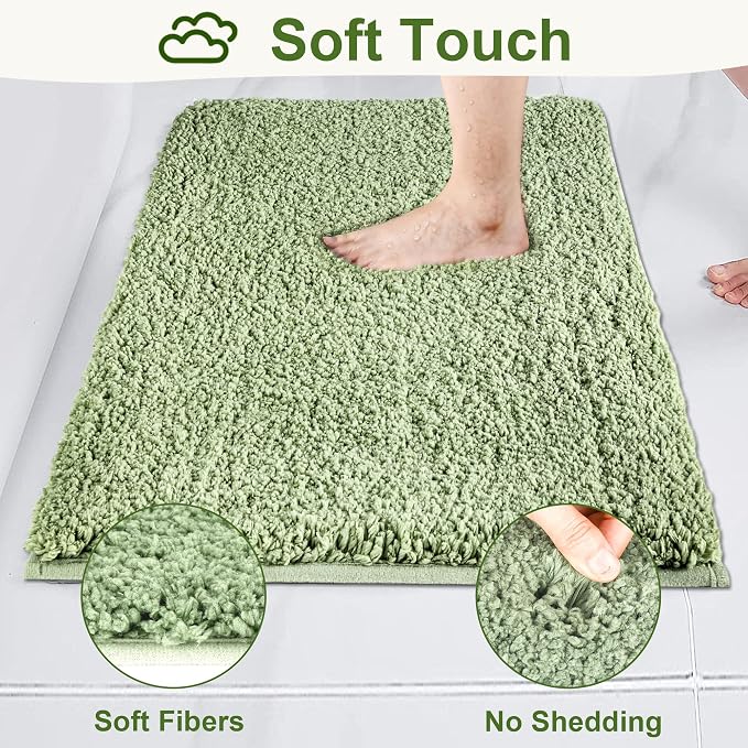 Bathroom Rugs Sets 3 Piece Non Slip Washable Bath Mat Set | Microfiber bath rug set with toilet mats for bathroom , Soft Absorbent toilet rug set TPR Rubber Backed bathroom floor mat