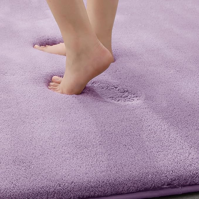 MINIDEAR Bathroom Rugs 24x17 Purple - Thick Memory Foam Bath Mat, Ultra Soft & Plush Fluffy, Non-Slip, Quick Dry, Absorbent Washable Floor Microfiber Mat for Tub, Home Decor Accessories