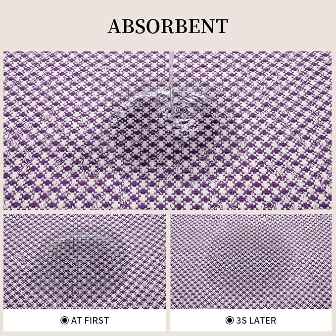 YIHOUSE Thin Bath Mat Purple Bathroom Rugs Sets 5 Pieces, Non Slip Absorbent Bath Mats Quick Dry, Woven Braided Rugs Washable, Rubber Tapetes para Baño for Bathroom Toilet,Bathtub