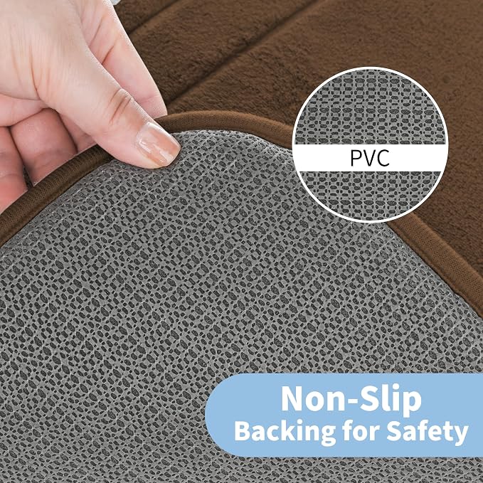 Cupic Cupid Memory Foam Bath Mat 24"×20", U-Shaped Bathroom Rugs, Brown | Soft Touch, Cushioned Comfort, Non Slip Bathroom Mat, Super Absorbent & Quick Dry, Machine Washable for Shower, Tub & Vanity