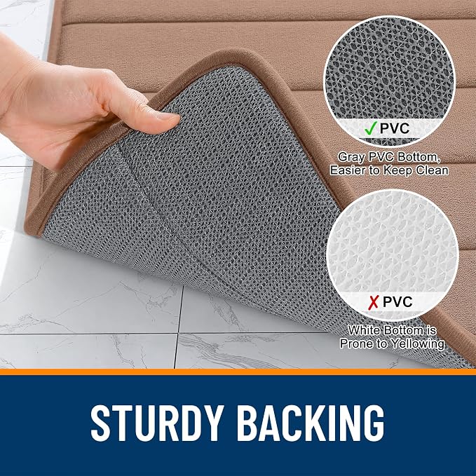 OLANLY Memory Foam Large Bath Mat 40x32, Super Soft Absorbent Bathroom Rugs | Mocha, Quick Dry Bath Rug, Machine Washable Shower Floor Mats, Bathmat Carpet for Bathroom Floor, Tub and Shower