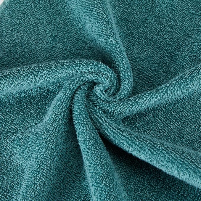 Amazon Basics Fade-Resistant 100% Cotton Bath Towel, 30"x54", Teal Green, 2-Pack