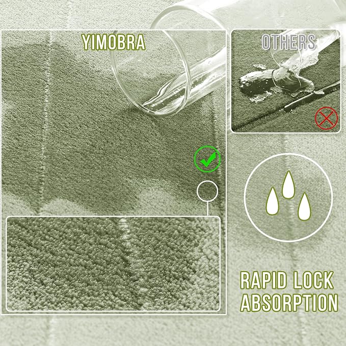 Yimobra Memory Foam Toilet Bath Mat U-Shaped, Soft and Comfortable, Super Water Absorption, Non-Slip, Thick, Machine Wash & Easier to Dry for Bathroom Commode Contour Rug, 24 X 20 Inches, Sage Green