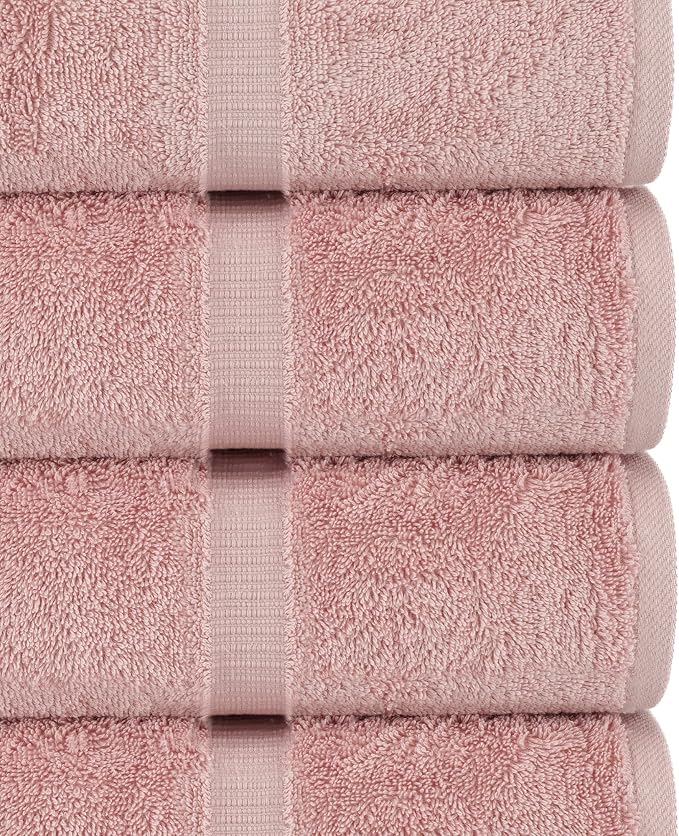 Chakir Turkish Linens 100% Cotton 8-Piece Towel Set, Pink | 100% cotton 8-pc set, OEKO-TEX certified: 2 bath 27x54, 2 hand 16x30, 4 washcloths 13x13
