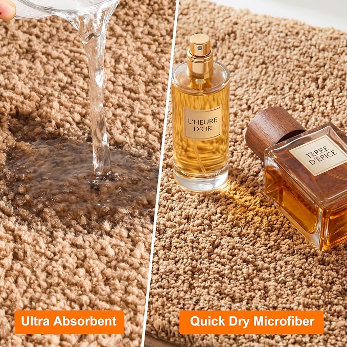 Bathroom Rugs Sets 3 Piece Non Slip Washable Bath Mat Set | Microfiber bath rug set with toilet mats for bathroom , Soft Absorbent toilet rug set TPR Rubber Backed bathroom floor mat