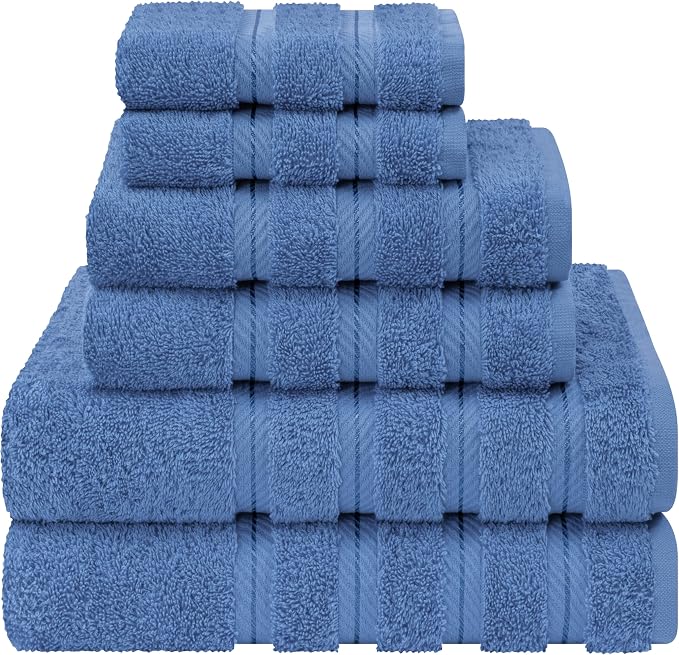 American Soft Linen 100% Cotton Luxury Turkish Towels, 6 Piece Towel Set | Soft Absorbent Quick Dry OEKO Tex Standard 100 Certificated Durable Machine Washable Premium Hotel Quality