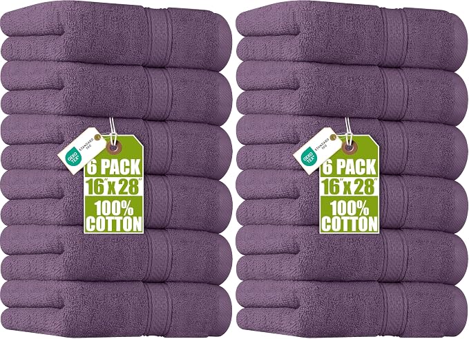 Utopia Towels 12 Pack Premium Hand Towels Set, 16 by 28 inches, 100% Ring Spun Cotton, Ultra Soft and Highly Absorbent 600GSM Towels for Bathroom, Gym, Shower, Hotel, and Spa, Plum