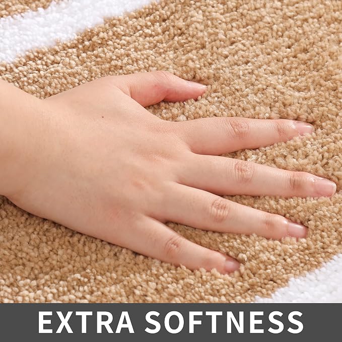COSY HOMEER Extra Thick Bath Rugs - Anti-Slip Bath Linen Sets Mats Soft Plush 100% Strong Polyester Living Room Bathroom Water Absorbent(Beige,20x32 - Inches)