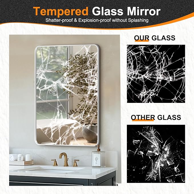 Delma Bathroom Vanity Mirror, Silver Framed Mirror for Over Sink, 30x20 | HD glass, distortion-free for makeup and grooming, Sturdy frame, all mounting hardware, hangs horizontal or vertical