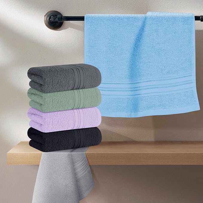 BOUTIQUO Ultra Soft Cotton Washcloths, Contains 12 Piece Face Cloths 12x12 inch, Ideal for Everyday use Face Towels, Compact & Lightweight Multi Purpose Washcloths - Multi Color