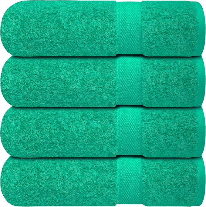 Infinitee Xclusives 100% Ring-Spun Cotton Bath Towels for Bathroom - Pack 4 | Luxury Super Soft, Absorbent & Quick-Drying |27x54 inches| Large Bathroom Towels Set |600 GSM| Gym, Shower, Spa & Hotel Use