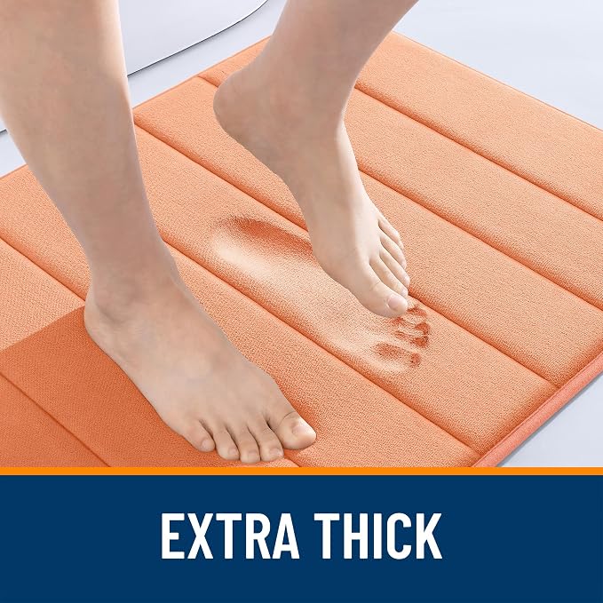 OLANLY Memory Foam Long Bathroom Rugs Runner 44x24, Super Soft Absorbent | Peach, Quick Dry Bath Mat, Machine Washable Shower Floor Rugs, Bathmat Carpet for Bathroom Floor, Tub and Shower