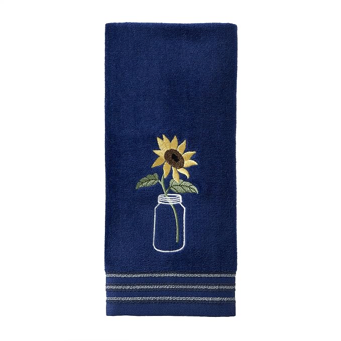 SKL Home Sunflower in Jar Hand Towel Set-2pc, Embroidered, Blue