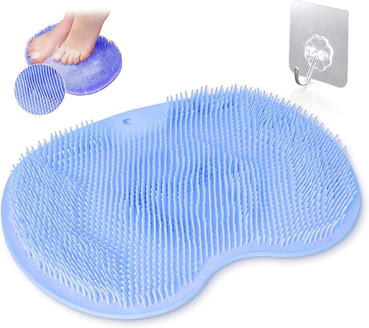 1 Pcs Convenient in Shower Foot Scrubber Wall-Mounted Silicone Foot Scrubber Shower with Suction Cups, Foot Scrubbers for Use in Shower, Only Stick on Glass Surfaces, Foot Scrubber Mat 1 Hook Included