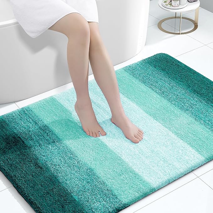 OLANLY Large Bathroom Rugs 44x32, Extra Soft Absorbent Microfiber Bath Rugs | Blackish Green, Non-Slip Quick-Drying Rubber Backing, Washable Bath Mat for Floor, Tub and Shower, Home Decor Accessories