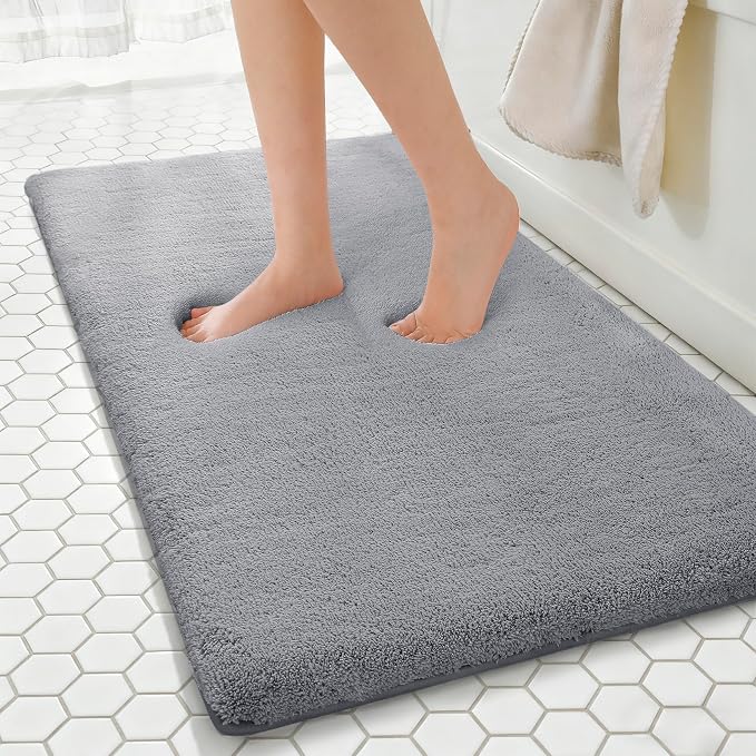 MINIDEAR Bathroom Rugs 47x20 Dark Gray - Thick Memory Foam Bath Mat, Ultra Soft & Plush Fluffy, Non-Slip, Quick Dry, Absorbent Washable Floor Microfiber Mat for Tub, Home Decor Accessories