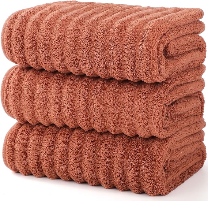 Luxury 3-Piece Quick-Dry Bath Towel Set – Ultra Soft Microfiber Towels | Hand Bath Towels for Bathroom, Pool, Home, Sports Gym & Travel – Elegant Twill Design (14”x 29.6”)