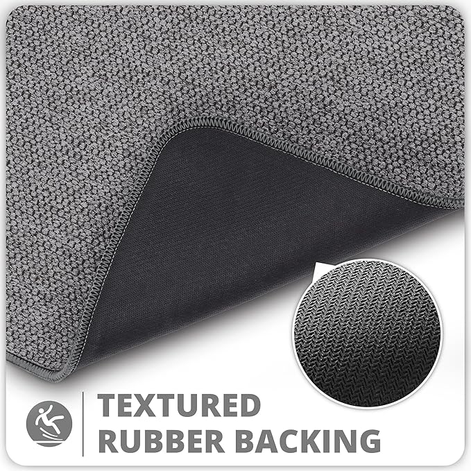 Bath Mat,Ultra Thin Bathroom Rugs,Rubber Bath Mats for Bathroom,Bath rugs | Non Slip,Quick Dry,Machine Washable,Low Pile,Absorbent,Shower Outside,Sink,Bathroom Decor Accessories.Dark Grey,17x27(2 Pack)