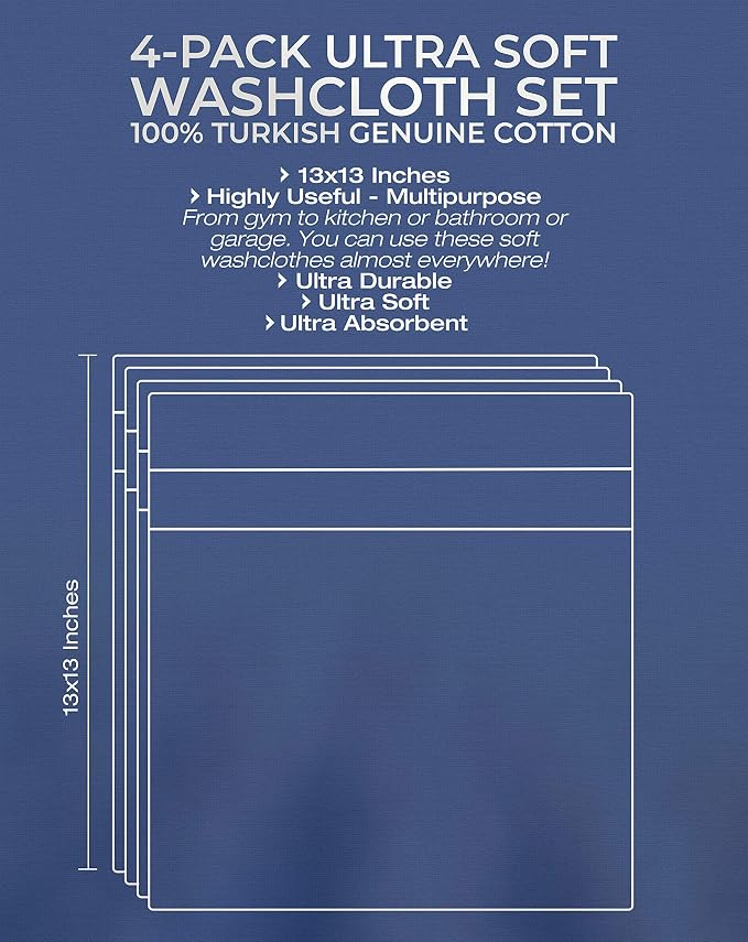 American Veteran Towel, 100% Cotton Turkish Washcloths for Bathroom Essentials 4 Pack, Soft Absorbent Wash Cloths Quick Drying Small Towels Washrags, Beige