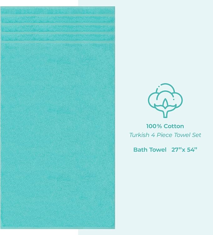 American Soft Linen 100% Cotton Luxury Turkish Towels, 4 PC Bath Towel Set | Soft Absorbent Quick Dry OEKO Tex Standard 100 Certificated Durable Machine Washable Premium Hotel Quality