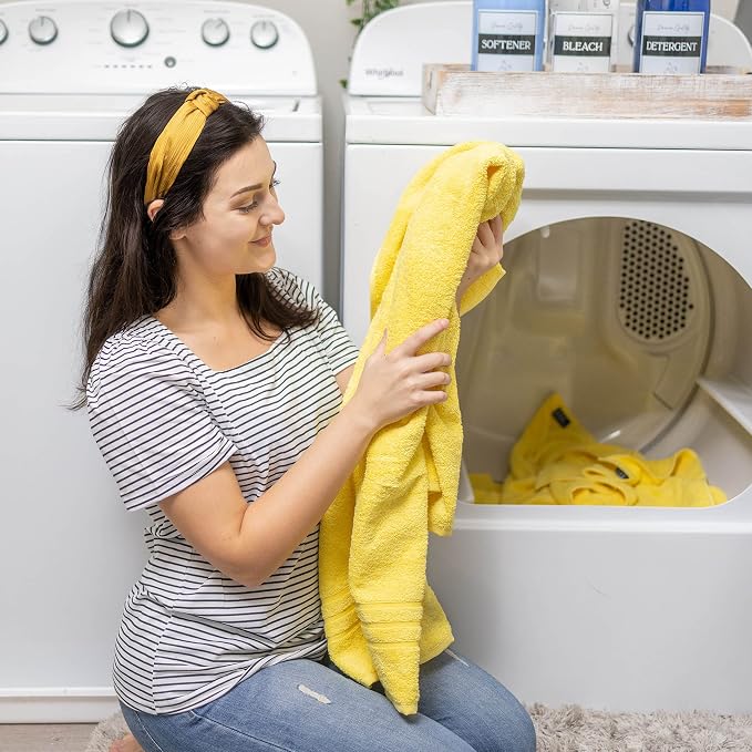 Hawmam Linen Yellow Bath Towels 4 Pack Soft and Absorbent, Premium Quality Perfect for Daily Use 100% Cotton Towel 600 GSM