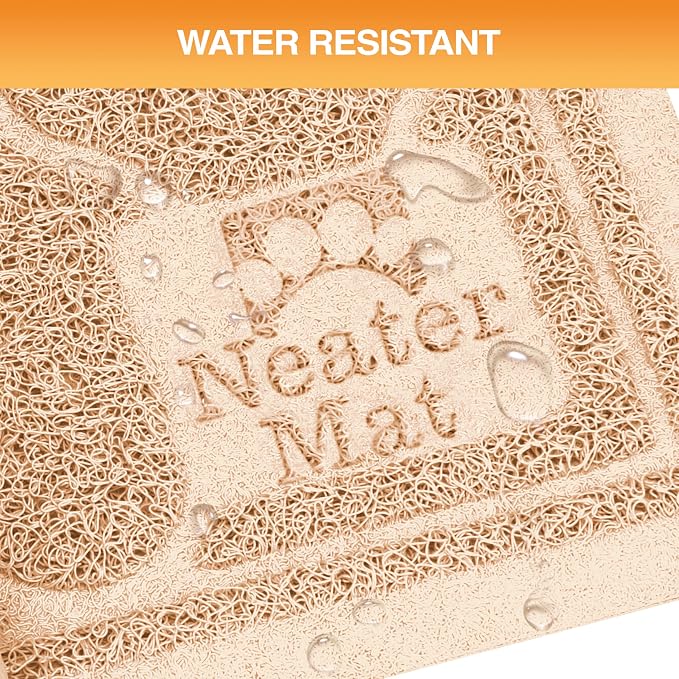 Neater Pets Neater Mat Cat Litter Mat, Thick & Durable Cat Mat for Litter Box, Trapper Pad Catches Mess to Protect Indoor Floors, Soft on Kitty Paws, Anti-Skid Grip Backing, Easy to Clean, Beige