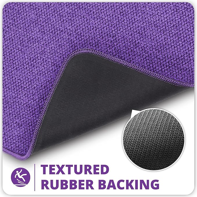 Bosap Toilet Rugs U Shaped Bathroom Rug,Machine Washable Non Slip Quick Dry Super Absorbent Ultra Thin Toilet Mats for Bathroom Toilet.Purple,1'8"x2'(20x24inch)