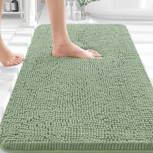OLANLY Small Bathroom Rugs 30x18, Extra Soft Absorbent Chenille Bath Rugs | Sage Green, Quick-Drying Rubber Backing, Machine Washable Bath Mat for Bathroom Floor, Tub and Shower, Home Decor Accessories