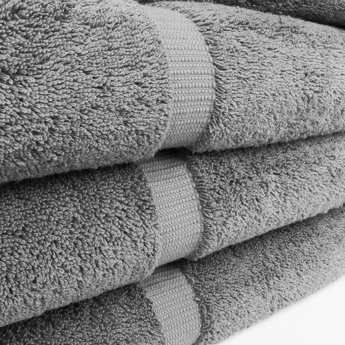 Chakir Turkish Linens 100% Cotton 4-Pack Bath Towels 30x60, Gray | 100% cotton bath towels, 30x60 extra large, OEKO-TEX certified, soft plush and absorbent