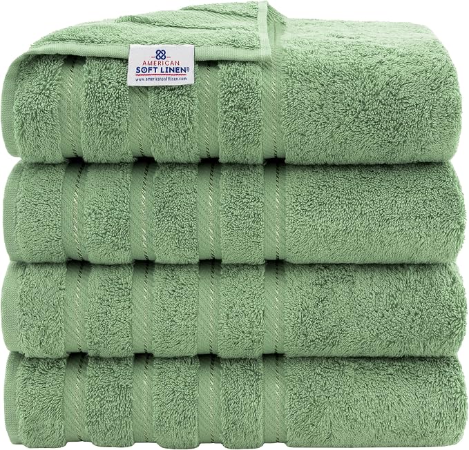 American Soft Linen 100% Cotton Luxury Turkish Towels, 4 PC Bath Towel Set | Soft Absorbent Quick Dry OEKO Tex Standard 100 Certificated Durable Machine Washable Premium Hotel Quality