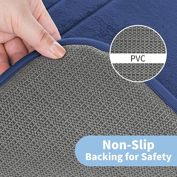 Cupic Cupid Memory Foam Bath Mat 24"×36", Non Slip Bathroom Rugs, Navy Blue | Soft Touch, Cushioned Comfort, Non Slip Bathroom Mat, Super Absorbent & Quick Dry, Machine Washable for Shower, Tub & Vanity