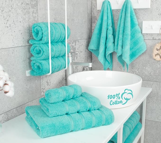 American Soft Linen 100% Cotton Luxury Turkish Towels, 6 Piece Towel Set | Soft Absorbent Quick Dry OEKO Tex Standard 100 Certificated Durable Machine Washable Premium Hotel Quality