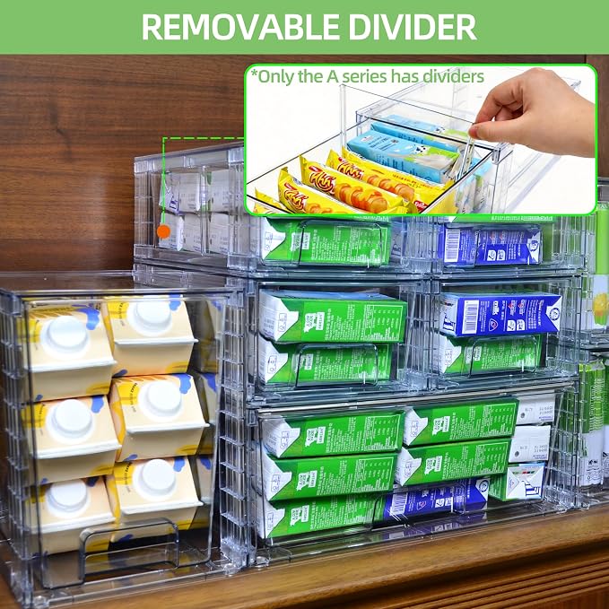 Stackable Storage Drawers(3 Pack),High-strength Clear Plastic Multi-purpose Organizer Bins with Handles, Easily Assemble Acrylic Drawers for Bathroom Closet Cabinet Pantry Under Sink