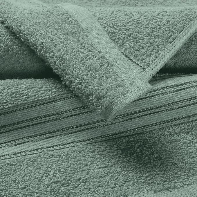 BOUTIQUO Ultra Soft Cotton Washcloths, Contains 12 Piece Face Cloths 12x12 inch, Ideal for Everyday use Face Towels, Compact & Lightweight Multi Purpose Washcloths - Jade