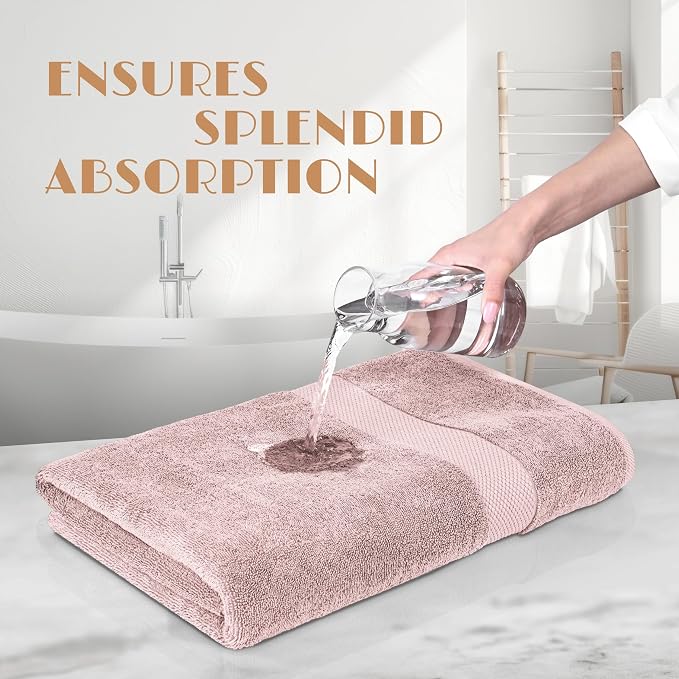 White Classic Wealuxe Pink Bath Towels 24x50 Inch, Cotton Towel Set for Bathroom, Hotel, Gym, Spa, Soft Extra Absorbent Quick Dry 12 Pack