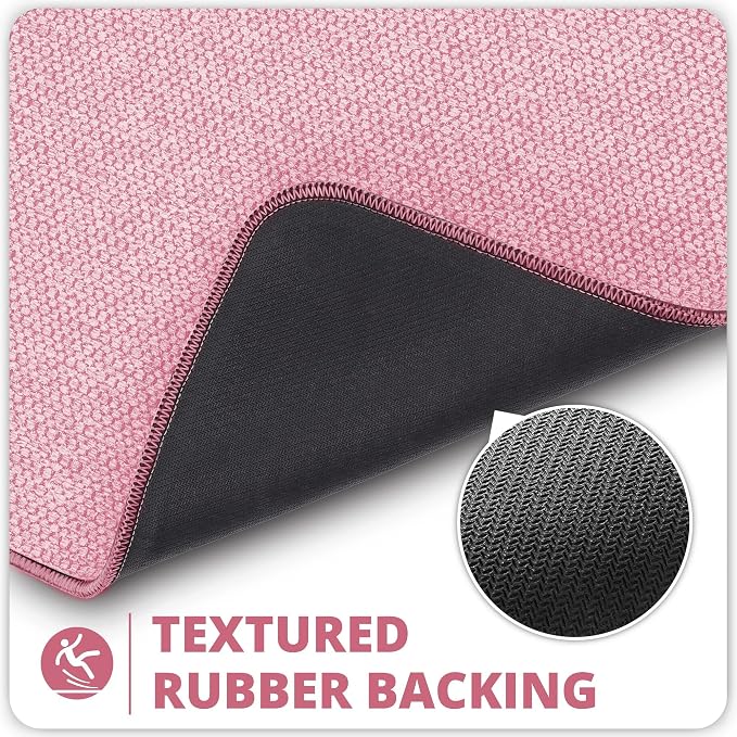 Bosap Bath Mat,Ultra Thin Bathroom Runner Rugs,Large Bath Mats for Bathroom,Quick Dry,Non-Slip,Machine Washable,Low Pile,Bath Rug,Shower Outside,Sink,Home Decor Accessories.Pink,1'5"x2'11"（17x35inch）