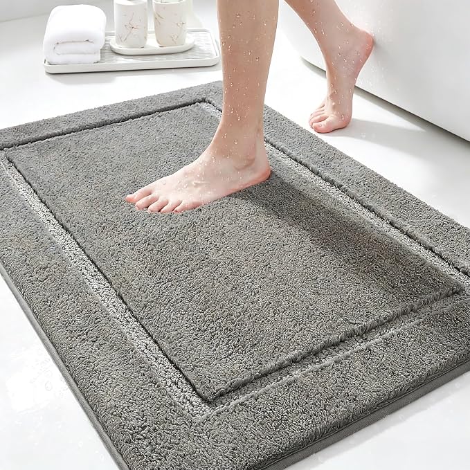 IM HOME Bathroom Rugs 36"x24", Ultra Soft Thick Plush Fluffy Microfiber Absorbent Bath Mat, Non-Slip Backing, Machine Washable Bath Mats for Bathroom Floor, Tub and Shower, Charcoal Gray